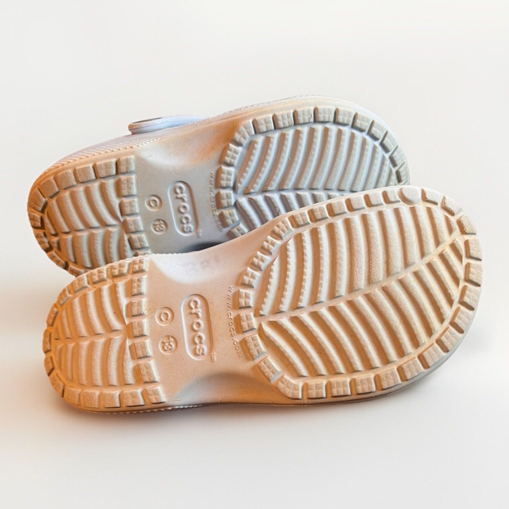 Crocs Classic Clog Kids Size C13 Light Blue White with Star Moon Jibbitz Charms - Picture 5 of 7